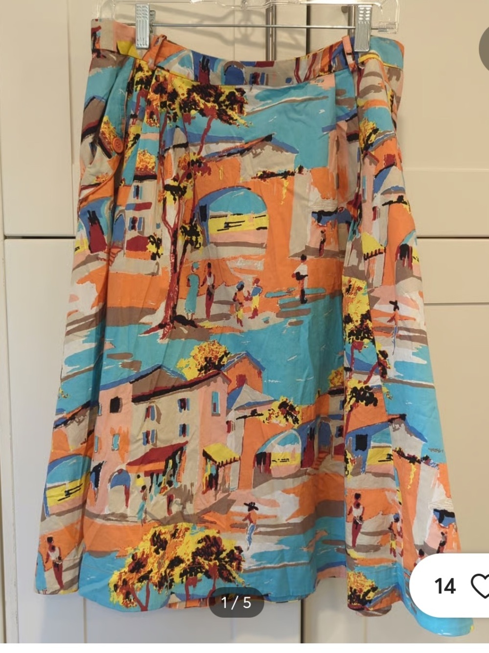 EmilyandFim Italian Town Print A-Line Skirt Women’s Medium 6-8